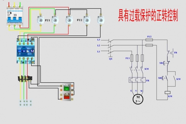 常用电动机控制实物接线图+原理图(图2)